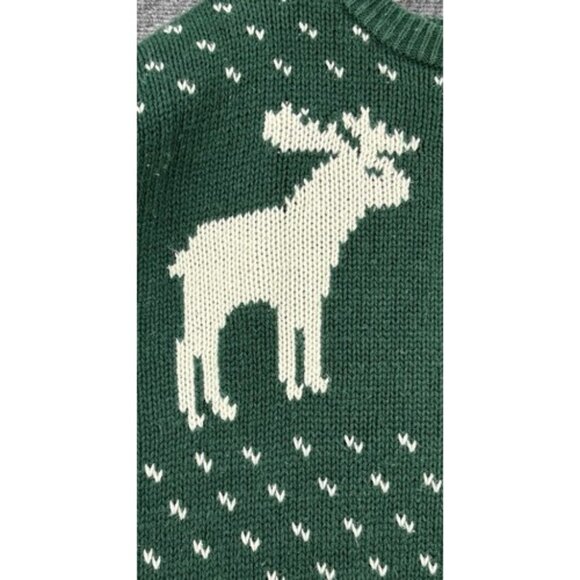 Driving Force Green Knit Sweater Fair Isle Moose Women’s L Cottagecore Country - Picture 7 of 10